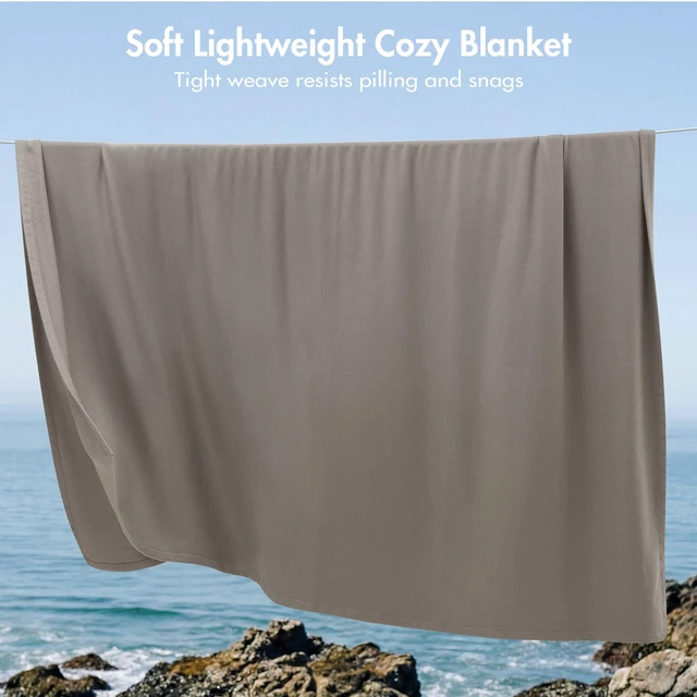 Alt view image 4 of 7 - Full Queen Blanket, Micro Herringbone, Grey, Cotton, Blankets Pillows