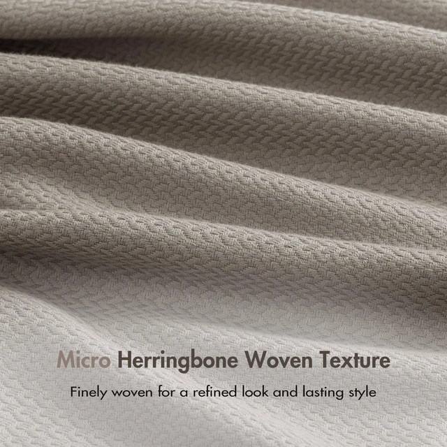 Alt view image 2 of 7 - Full Queen Blanket, Micro Herringbone, Grey, Cotton, Blankets Pillows