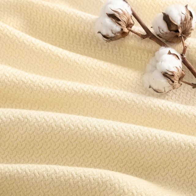 Alt view image 4 of 7 - King Blanket, Micro Herringbone, Yellow, Cotton, Blankets Pillows