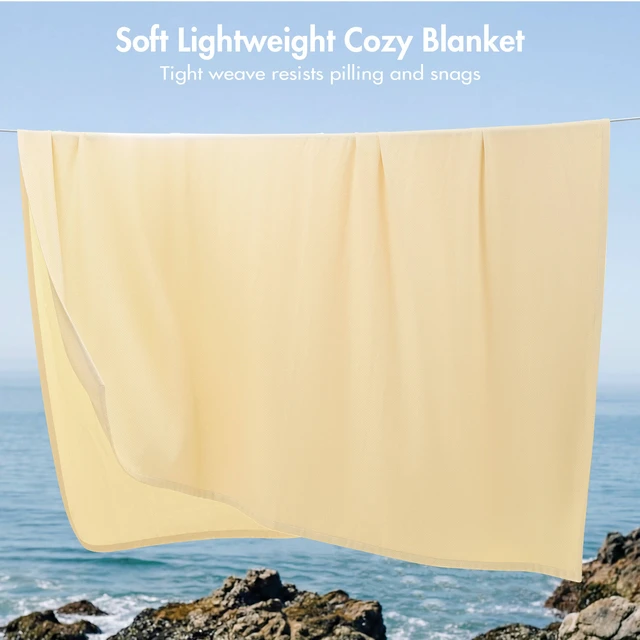 Alt view image 5 of 7 - King Blanket, Micro Herringbone, Yellow, Cotton, Blankets Pillows