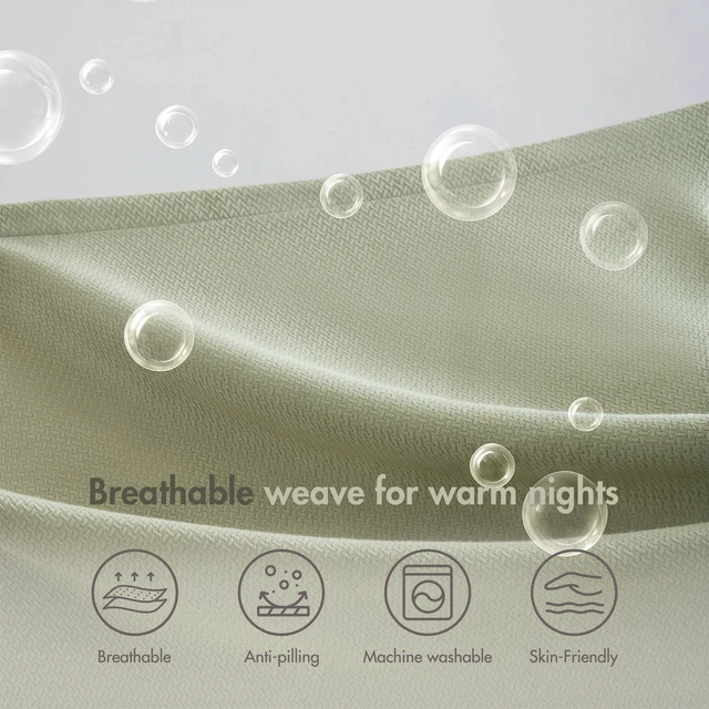 Alt view image 5 of 7 - King Blanket, Micro Herringbone, Green, Cotton, Blankets Pillows
