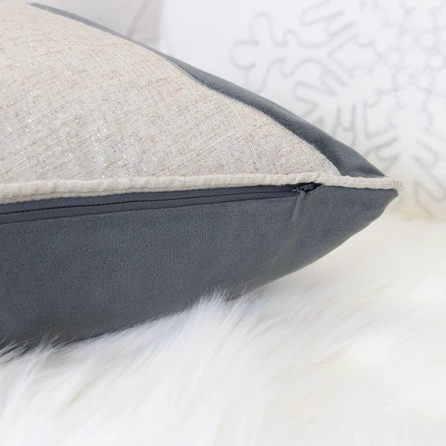 Alt view image 4 of 7 - Holiday Reindeer Velvet Accent Pillow 20 and with Insert Set, Gray, Polyester, Blankets Pillows