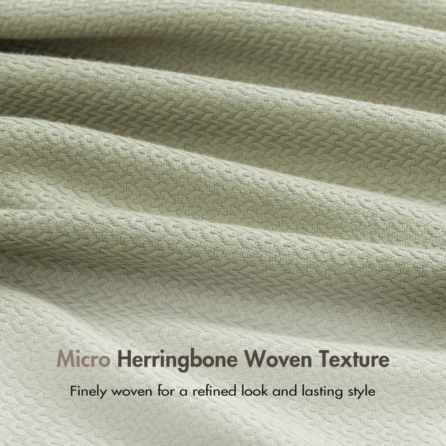 Alt view image 7 of 7 - King Blanket, Micro Herringbone, Green, Cotton, Blankets Pillows