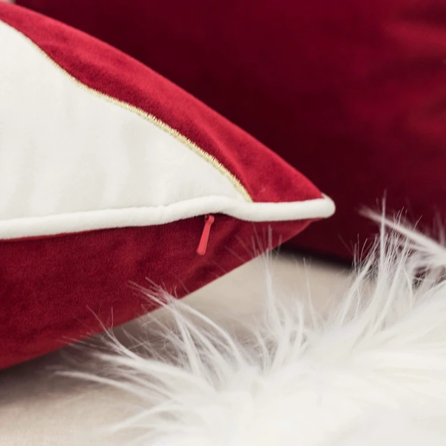 Alt view image 3 of 7 - Holiday Reindeer Velvet Accent Pillow 20 and with Insert Set, Red, Polyester, Blankets Pillows