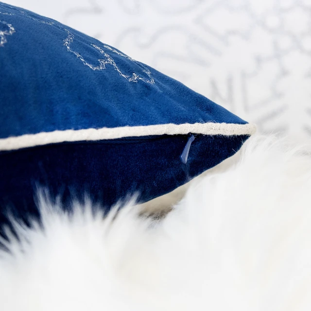 Alt view image 2 of 5 - Velvet Holiday Throw Pillow 20 with Snowflake Embroidery and Insert Set, Blue, Polyester, Blankets Pillows