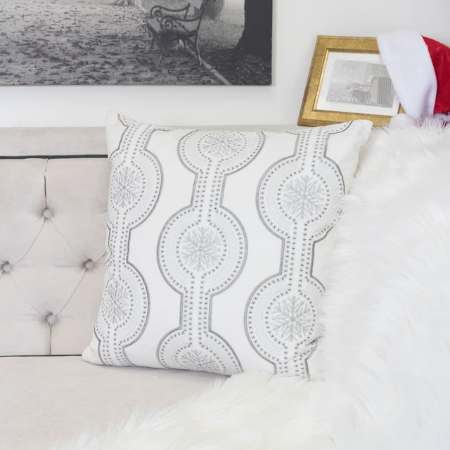 Alt view image 2 of 5 - Holiday Embroidered Velvet Throw Pillow with Insert 20 Set, White, Polyester, Blankets Pillows