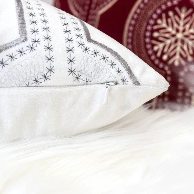 Alt view image 3 of 5 - Holiday Embroidered Velvet Throw Pillow with Insert 20 Set, White, Polyester, Blankets Pillows