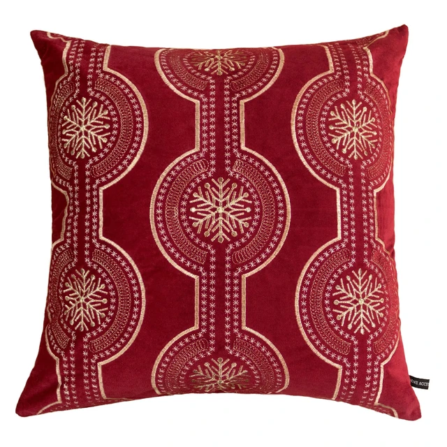 Alt view image 6 of 6 - Holiday Embroidered Velvet Throw Pillow with Insert 20 Set, Red, Polyester, Blankets Pillows