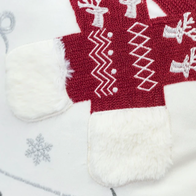Alt view image 3 of 7 - Let Snow Christmas Throw Pillow 20 Inch Square Cotton Cushion with Knit Hat Design and Insert Set, Red, Polyester