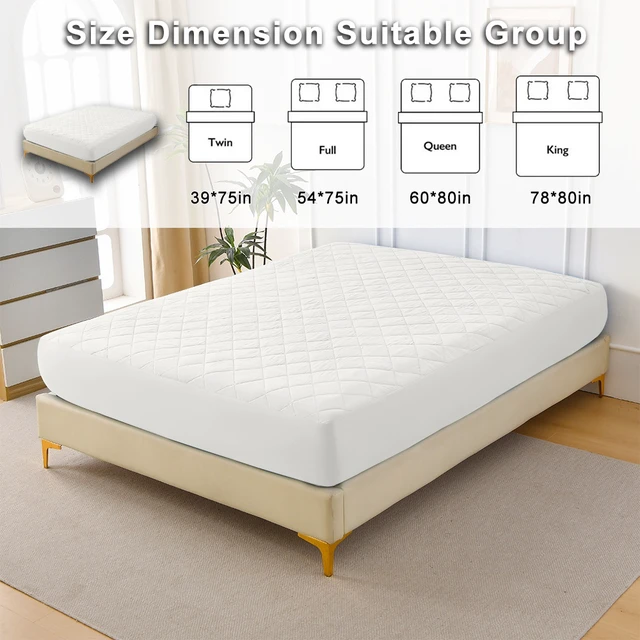 Alt view image 5 of 7 - Diamond Grid Ultrasonic Waterproof Mattress Protector Size, White, Polyester