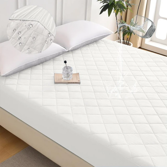 Main image of Diamond Grid Ultrasonic Waterproof Mattress Protector Size, White, Polyester