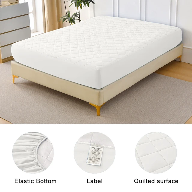 Alt view image 3 of 7 - Diamond Grid Ultrasonic Waterproof Mattress Protector Size, White, Polyester