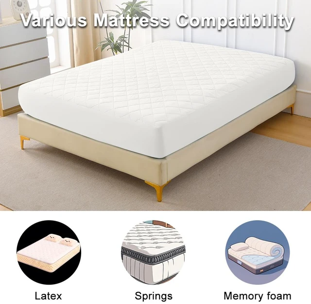 Alt view image 6 of 7 - Diamond Grid Ultrasonic Waterproof Mattress Protector Size, White, Polyester
