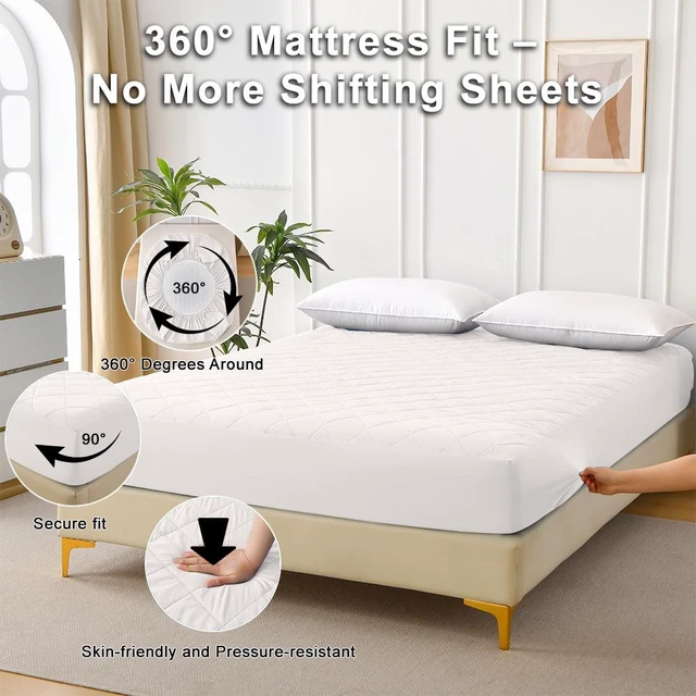 Alt view image 7 of 7 - Diamond Grid Ultrasonic Waterproof Mattress Protector Size, White, Polyester