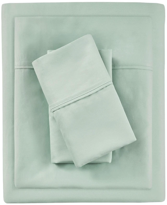 Alt view image 2 of 7 - 4 Pieces Full Hei Smart Temperature Cotton Blend Sheet Set, Seafoam, Sheets Pillowcases
