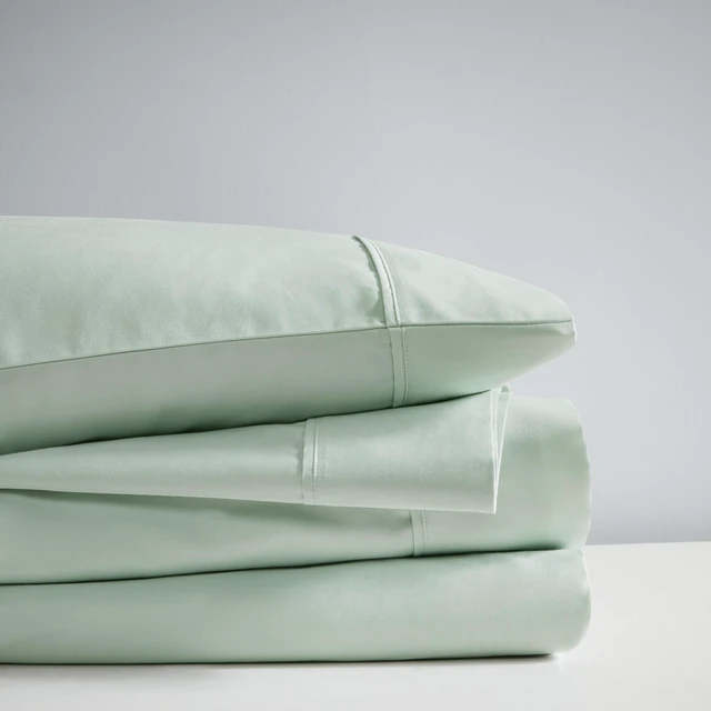 Alt view image 7 of 7 - 4 Pieces Full Hei Smart Temperature Cotton Blend Sheet Set, Seafoam, Sheets Pillowcases