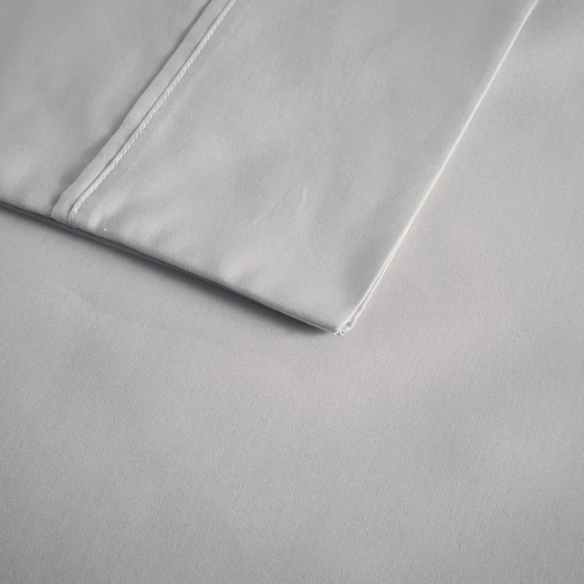 Alt view image 5 of 7 - 4 Pieces Full Cooling Cotton Blend Sheet Set, Grey, Sheets Pillowcases