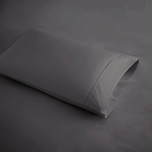 Alt view image 3 of 7 - 4 Pieces Full Cooling Cotton Blend Sheet Set, Charcoal, Sheets Pillowcases