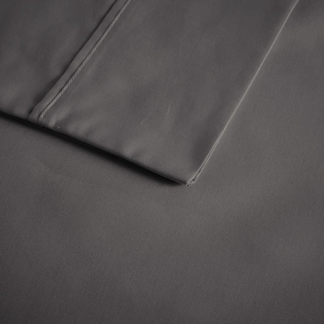 Alt view image 5 of 7 - 4 Pieces Full Cooling Cotton Blend Sheet Set, Charcoal, Sheets Pillowcases
