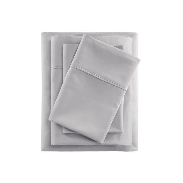 Alt view image 2 of 7 - 4 Piece Cal King Cooling Cotton Blend Sheet Set, Grey, Sheets Pillowcases