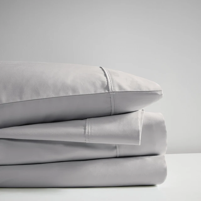 Alt view image 5 of 7 - 4 Piece Cal King Cooling Cotton Blend Sheet Set, Grey, Sheets Pillowcases