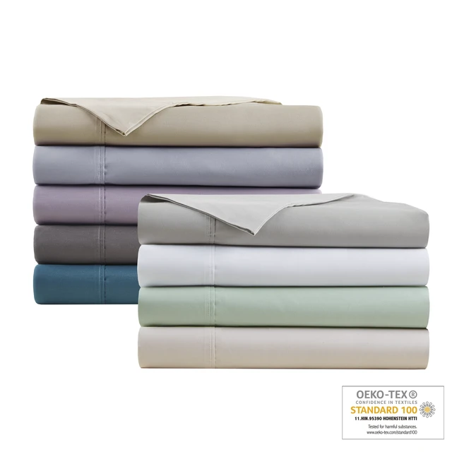 Alt view image 7 of 7 - 4 Piece Cal King Cooling Cotton Blend Sheet Set, Grey, Sheets Pillowcases