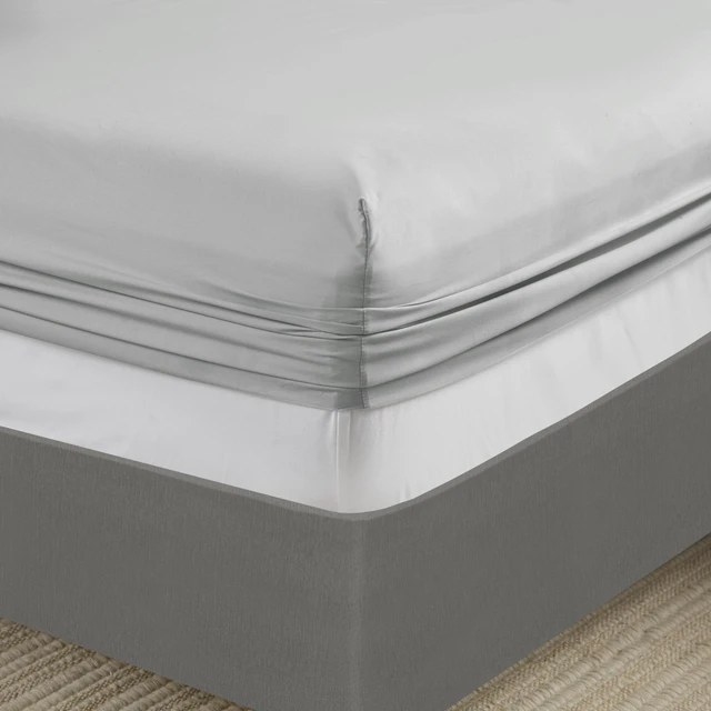 Alt view image 3 of 6 - Twin Microfiber Coolmax Solid Fitted Sheet, Grey, Polyester, Sheets Pillowcases