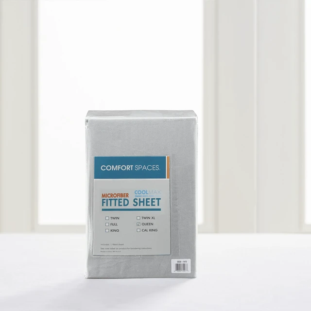 Alt view image 6 of 6 - Twin Microfiber Coolmax Solid Fitted Sheet, Grey, Polyester, Sheets Pillowcases