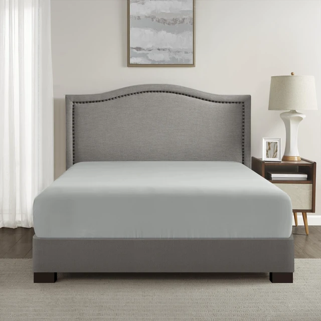 Main image of Twin Microfiber Coolmax Solid Fitted Sheet, Grey, Polyester, Sheets Pillowcases