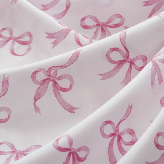 Alt view image 7 of 7 - Full Print Ruffled Hem Sheets, Bow, Pink, Microfiber, Sheets Pillowcases