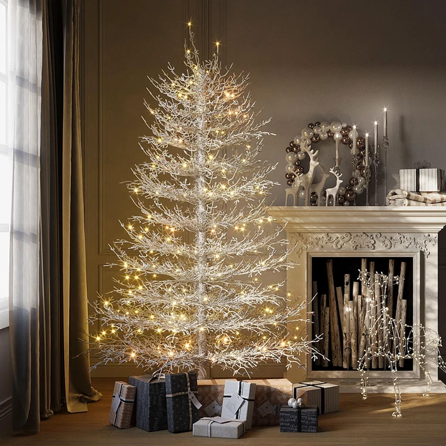 Main image of Pre Lit Aspen Fir Artificial Christmas Tree, Hinged Xmas Tree Branch Tips LED Lights Holiday Coral Christmas for Party