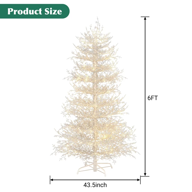 Alt view image 7 of 7 - Pre Lit Aspen Fir Artificial Christmas Tree, Hinged Xmas Tree Branch Tips LED Lights Holiday Coral Christmas for Party