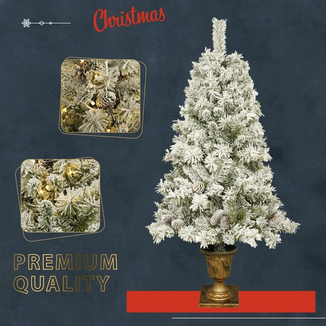 Alt view image 3 of 7 - Pre Lit Xmas Tree Artificial Christmas 4 Piece Set, Garland Wreath and Set Entrance Trees Mas with LED Lights