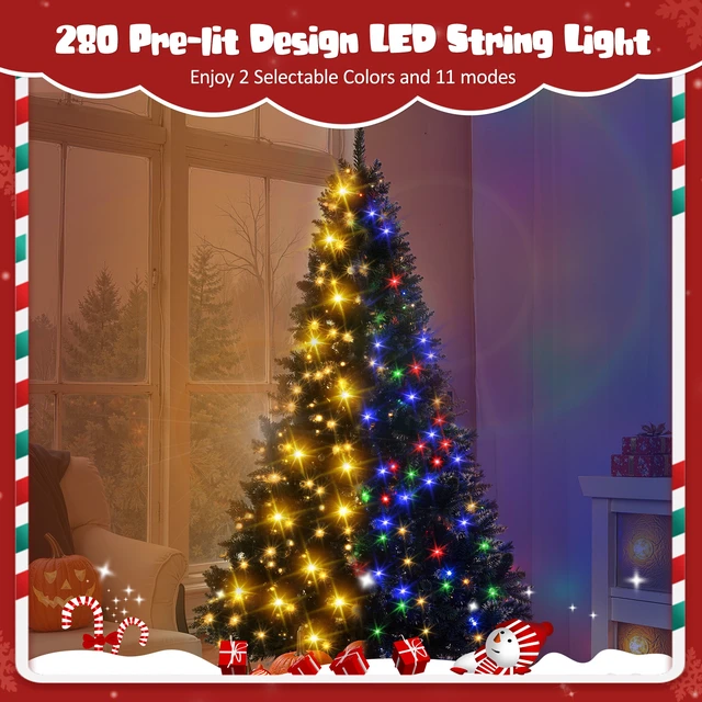 Alt view image 4 of 7 - Pre Lit Artificial Hinged Christmas Tree, Holiday Spruce Xmas Tree with Branch Tips and Color LED Changing Lights