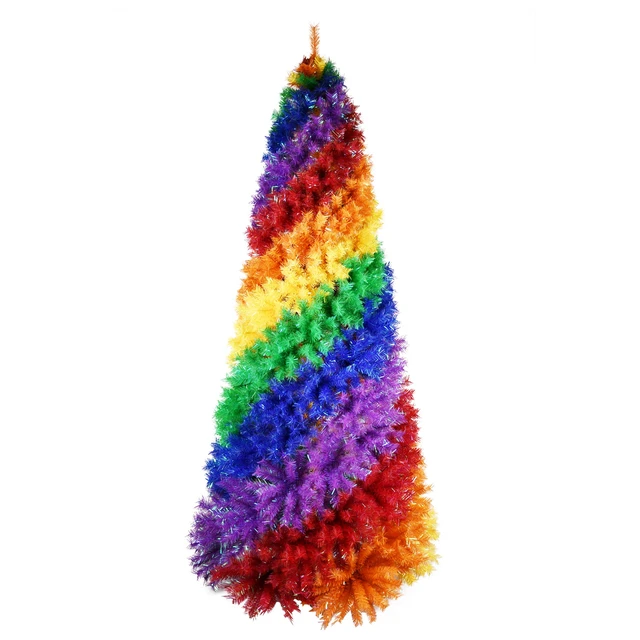 Alt view image 7 of 7 - 5 ft Rainbow Spiral Christmas Tree, 942tips Colorful PVC Artificial Holiday Tree with Unique Spiral Design Full