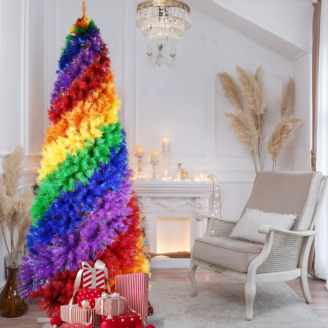 Alt view image 6 of 7 - 5 ft Rainbow Spiral Christmas Tree, 942tips Colorful PVC Artificial Holiday Tree with Unique Spiral Design Full