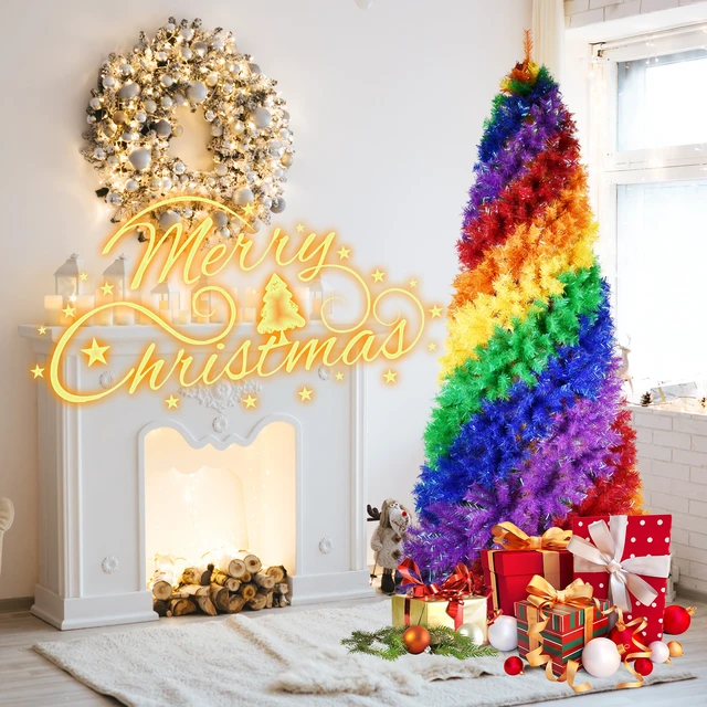 Alt view image 5 of 7 - 5 ft Rainbow Spiral Christmas Tree, 942tips Colorful PVC Artificial Holiday Tree with Unique Spiral Design Full