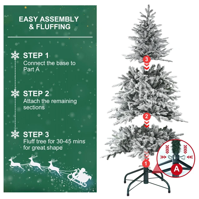 Alt view image 7 of 7 - PVC Flocked Artificial Christmas Tree, Tips and Two Color Modes LED Pre Lit Christmas Tree 49 Inch Maximum Diameter