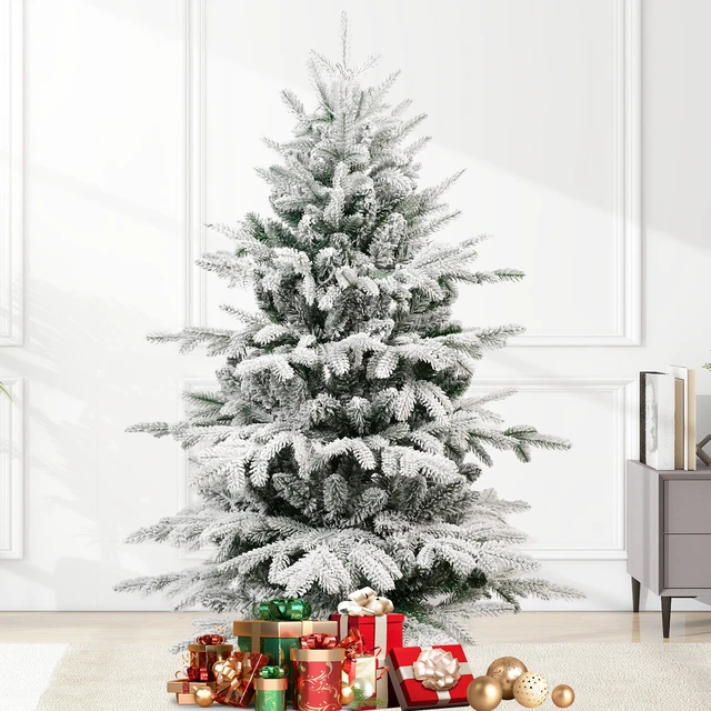 Alt view image 3 of 7 - PVC Flocked Artificial Christmas Tree, Tips and Two Color Modes LED Pre Lit Christmas Tree 49 Inch Maximum Diameter