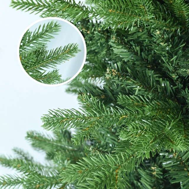 Alt view image 3 of 7 - PVC Christmas Tree with Tips Full and Lush Hinged Tree with Metal Stand, Easy Assembly Realistic Mixed Needle Design