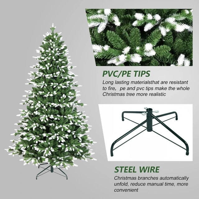Alt view image 3 of 7 - Artificial Christmas Tree, Tipped and PVC Mixed Auto Tree 2414tips Hinged Branches Max 52 Inch Diameter for Holiday