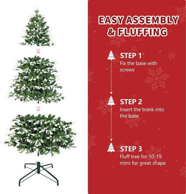 Alt view image 6 of 7 - Artificial Christmas Tree, Tipped and PVC Mixed Auto Tree 2414tips Hinged Branches Max 52 Inch Diameter for Holiday