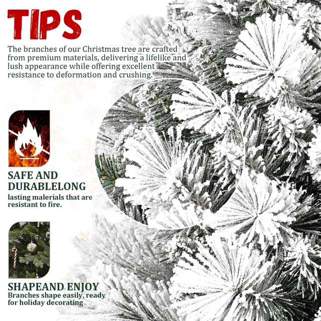 Alt view image 3 of 7 - 2 ft Flocked and PVC Artificial Christmas Tree, 68tips 16 Inch Max Diameter Burlap Base Tabletop Snowy Xmas Decor