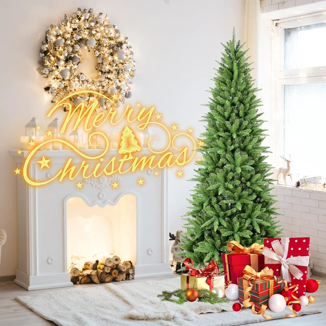 Alt view image 7 of 7 - Slim Christmas Tree Tips, PVC Branches Hinged Design for Easy Setup Stable Metal Stand for Corners and Small Spaces