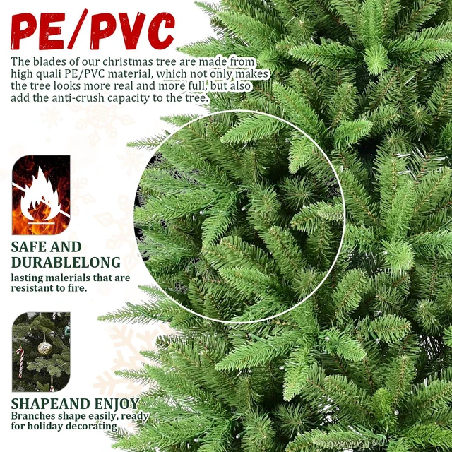 Alt view image 4 of 7 - Slim Christmas Tree Tips, PVC Branches Hinged Design for Easy Setup Stable Metal Stand for Corners and Small Spaces
