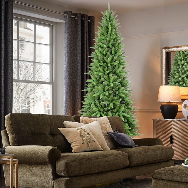Alt view image 2 of 7 - Slim Christmas Tree Tips, PVC Branches Hinged Design for Easy Setup Stable Metal Stand for Corners and Small Spaces