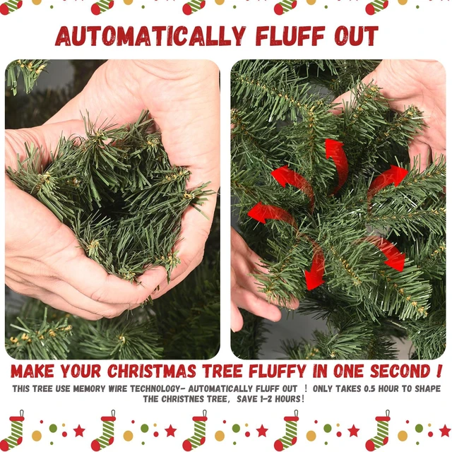 Alt view image 5 of 7 - Slim Christmas Tree with LED Lights PVC Tips, Space Saving Hinged Design Easy Setup Metal Stand Realistic Pencil Tree