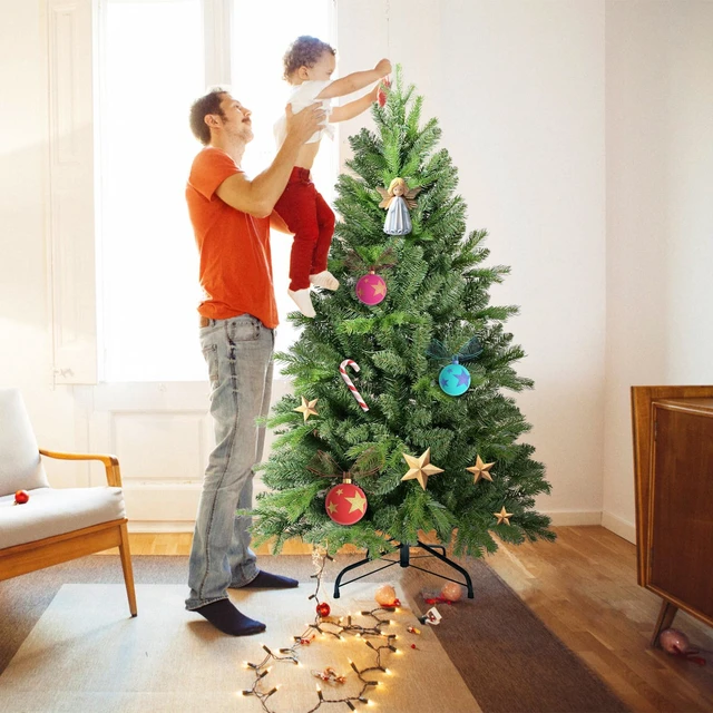 Main image of Christmas Tree with PVC Tips Full Bodied Holiday Tree with Hinged Branches, Easy Assembly Stable Metal Stand Xmas