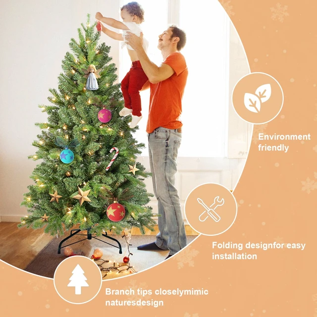 Alt view image 6 of 7 - Christmas Tree with PVC Tips Full Bodied Holiday Tree with Hinged Branches, Easy Assembly Stable Metal Stand Xmas