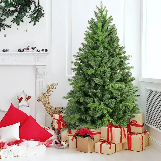 Alt view image 7 of 7 - Christmas Tree with PVC Tips Full Bodied Holiday Tree with Hinged Branches, Easy Assembly Stable Metal Stand Xmas